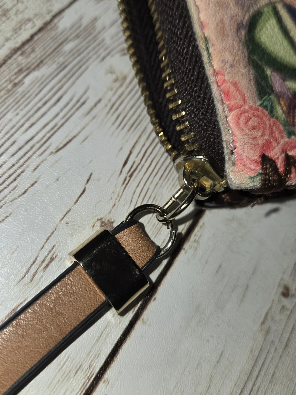 Frida Kahlo Inspired Faux Leather Wristlet Wallet Floral Zip Clutch